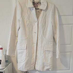 Juicy Couture Cream Trench Coat with Curved Seam Details